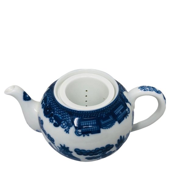 Flow Blue Oriental Pattern Style Tea Pot - Infuser - No Lid - Picture 4 of 10